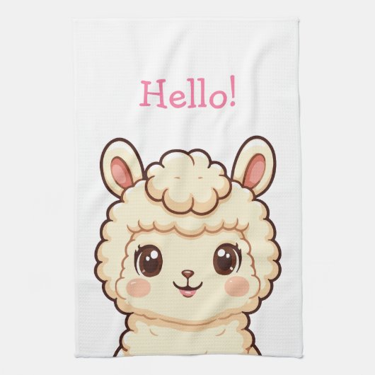 Lieve lama illustratie ontwerp theedoek (Verticaal)