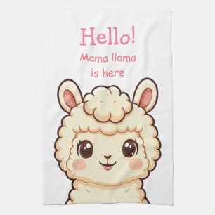 Lieve lama illustratie ontwerp theedoek