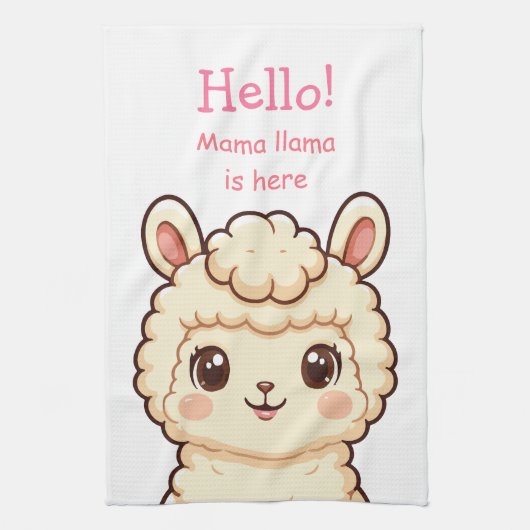 Lieve lama illustratie ontwerp theedoek (Verticaal)