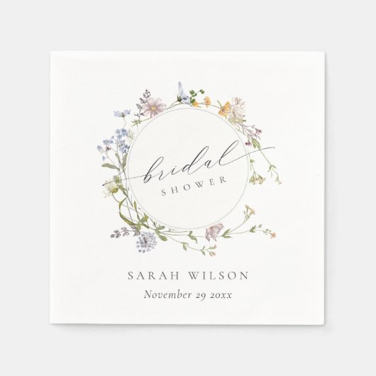 Lieve Landelijke Bloemenkrans Bruidsdouche Servet (Voorkant)