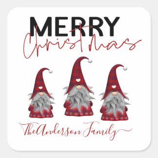 Lieve Landelijke Prettig Kerstmis Familie Naam Kab Vierkante Sticker