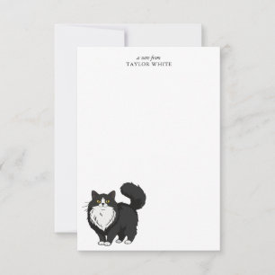 Lieve Langharige Tuxedo Kat Dank Je Notitiekaartje