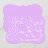 Lieve lavendel koele script typografie bruidsmeisj kaart (Voorkant / Achterkant)