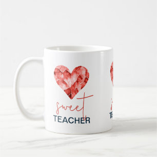 Lieve leerkracht met rood diamanten hart koffiemok