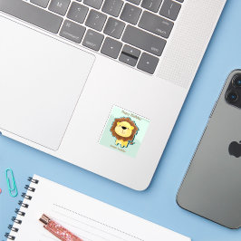 Lieve leeuw blauwe patroon verjaardag sticker