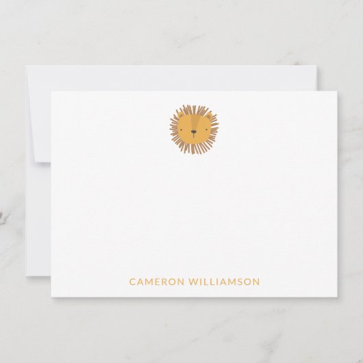 Lieve Leeuw Persoonlijke Baby en Kinderen Dier Bed Notitiekaartje (Voorkant)