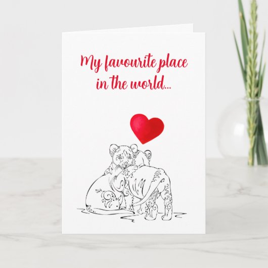 Lieve Leeuwenwelpen Valentijnsdesign Feestdagen Kaart (Voorkant)