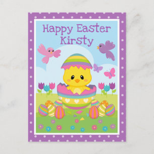 Lieve lente paas kuiken & chocolade eieren Pasen Briefkaart