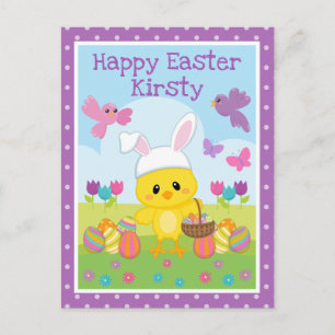 Lieve lente paas kuiken & chocolade eieren Pasen Briefkaart