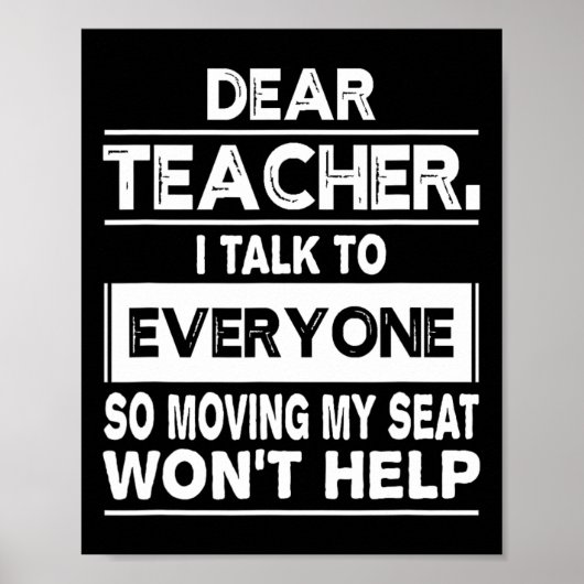 Lieve leraar ik praat met iedereen Leuk terug naar Poster (Voorkant)