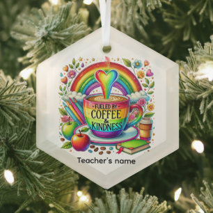 Lieve leraar koffie vriendelijkheid woordkunst glas ornament