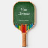 Lieve leraar schoolbord gekleurde potloden pickleball paddle (Voorkant)