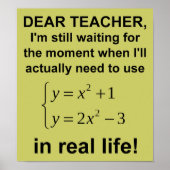 Lieve leraar Wiskunde van het echte leven Funny Po Poster (Voorkant)