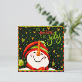 Lieve Leuk Festieve Sneeuwman Kerst Feestkaart Feestdagenkaart (Staand voorkant)