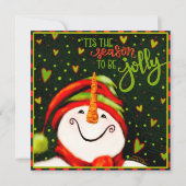 Lieve Leuk Festieve Sneeuwman Kerst Feestkaart Feestdagenkaart (Voorkant)