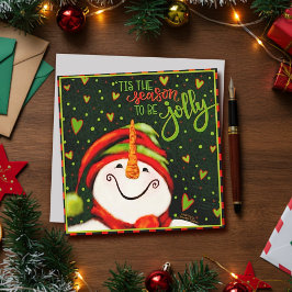 Lieve Leuke Feestelijke Sneeuwman Kerstvakantiekaa Feestdagenkaart