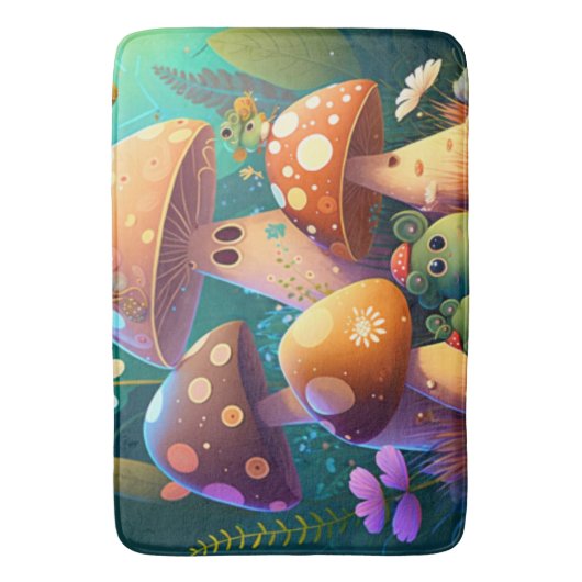 Lieve leuke paddenstoelen voor de kinderkamer badmat (Voorkant Verticaal)
