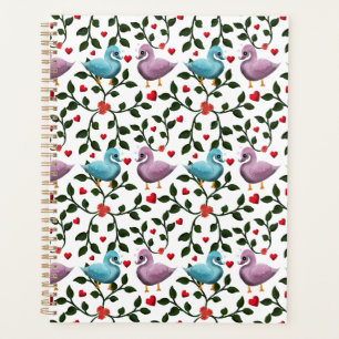 Lieve Liefdes Vogels Naadloos Patroon Romantisch Planner