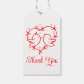 Lieve Liefdesvogels Boho Rode Hart Bedankt Trouwfe Cadeaulabel (Voorkant)