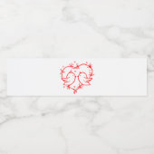 Lieve Liefdesvogels Boho Rode Hartentuin Bruiloft Waterfles Etiket (Enkel label)