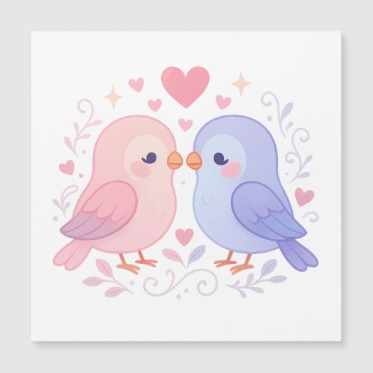 Lieve Liefdesvogels Pastel Romantische Illustratie (Voorkant)