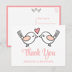 Lieve Liefdesvogels Roze Liefdesvogels Trouw Dank Briefkaart