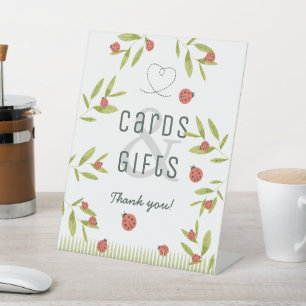 Lieve Lieve Kever Lieve Tor Ladybug Groene Kaarten Reclamebord Met Voetstuk