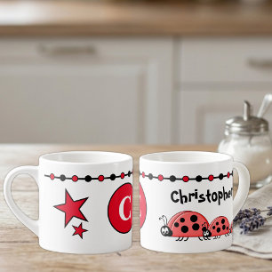 Lieve lievebuggen naam initiaal rood kinderen espresso kop