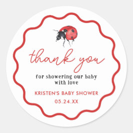 Lieve Lieveheersbeestje Baby Shower Bedankt Favori Ronde Sticker