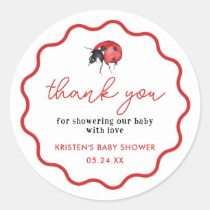 Lieve Lieveheersbeestje Baby Shower Bedankt Favori Ronde Sticker