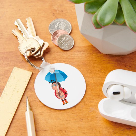 Lieve Lieveheersbeestje Blauwe Paraplu Regenlaarze Sleutelhanger