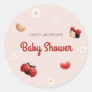 Lieve Lieveheersbeestje Bloemen Baby Shower Ronde Sticker