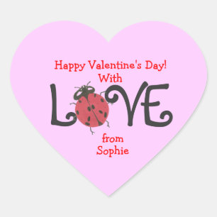 Lieve lieveheersbeestje gepersonaliseerde valentij hart sticker