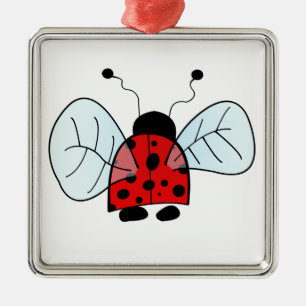 Lieve Lieveheersbeestje Illustratie Metalen Ornament