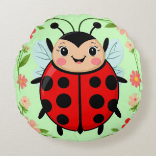 Lieve Lieveheersbeestje Illustratie Omringd door B Rond Kussen