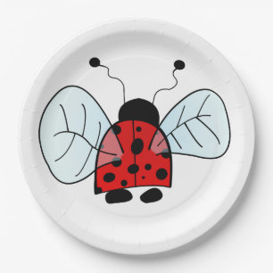 Lieve Lieveheersbeestje Illustratie Papieren Bordje