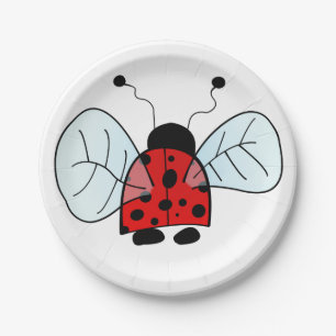 Lieve Lieveheersbeestje Illustratie Papieren Bordje