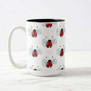 Lieve Lieveheersbeestje Illustratie Tweekleurige Koffiemok