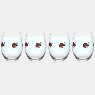 Lieve Lieveheersbeestje Illustratie Wijnglas Zonder Voet