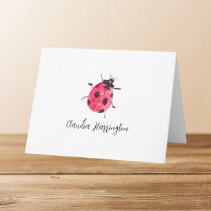 Lieve Lieveheersbeestje in Waterverf Handgeschilde Notitiekaartje
