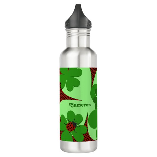 Lieve Lieveheersbeestje & Klaverblad Naam  Waterfles (Links)