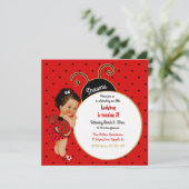 Lieve Lieveheersbeestje Meisje Rood Zwart Stipje Kaart (Staand voorkant)