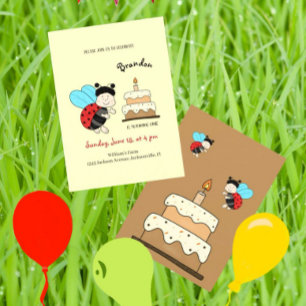 Lieve lieveheersbeestje met cake kaart