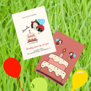 Lieve lieveheersbeestje met cake kaart