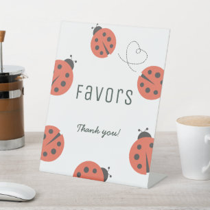 Lieve Lieveheersbeestje Rood Baby Shower Favoring Reclamebord Met Voetstuk
