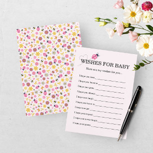 Lieve Lieveheersbeestje Roze Meisje Baby Shower Informatiekaartje