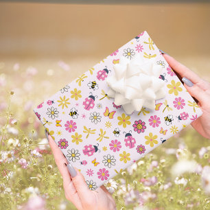 Lieve Lieveheersbeestje Roze Meisje Baby Shower Inpakpapier Vel