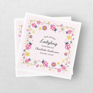 Lieve Lieveheersbeestje Roze Meisje Baby Shower Servet