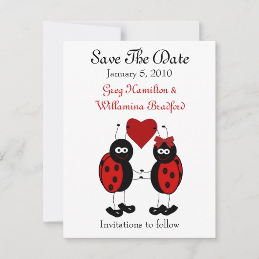 Lieve Lieveheersbeestje Save-the-Date Aankondiging (Voorkant)