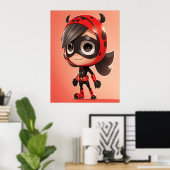 Lieve Lieveheersbeestje Superheld Meisje Kinderkam Poster (Thuiskantoor)